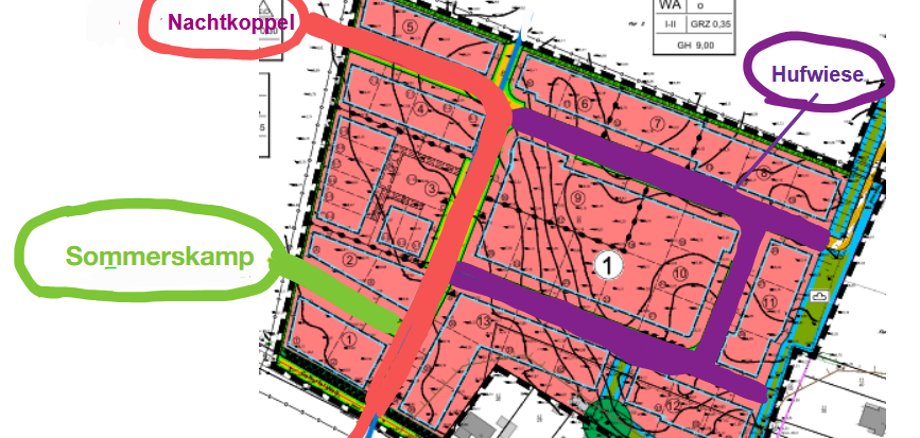 Skizze Baugebiet Gettorfer Weg/Bantesholm